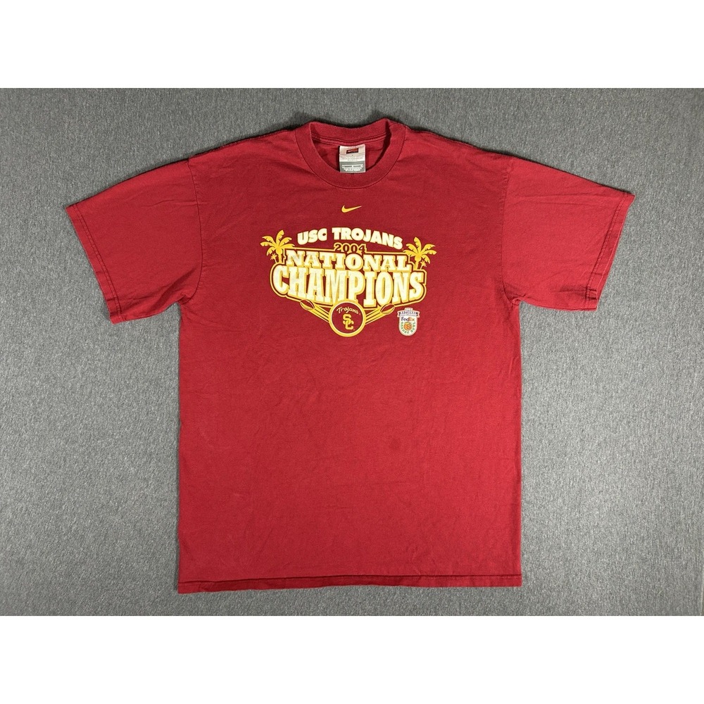 Vintage Nike USC Trojans 2004 National Champions Orange Bowl T-Shirt Mens Size L